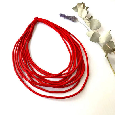 Sophie Silks Necklace: Multi Strands Boho Red-ESSE Purse Museum & Store