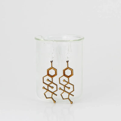 Sorcery Science Earrings: Birch Plywood Estrogen Molecule Dangles-ESSE Purse Museum & Store