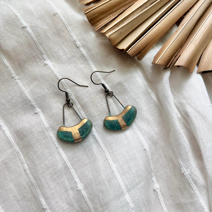 The Artifact House Earrings: Collar Patina Green Cracked Gold-ESSE Purse Museum & Store