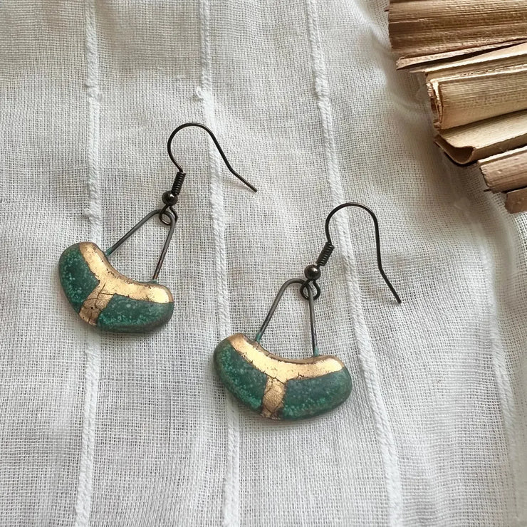 The Artifact House Earrings: Collar Patina Green Cracked Gold-ESSE Purse Museum & Store