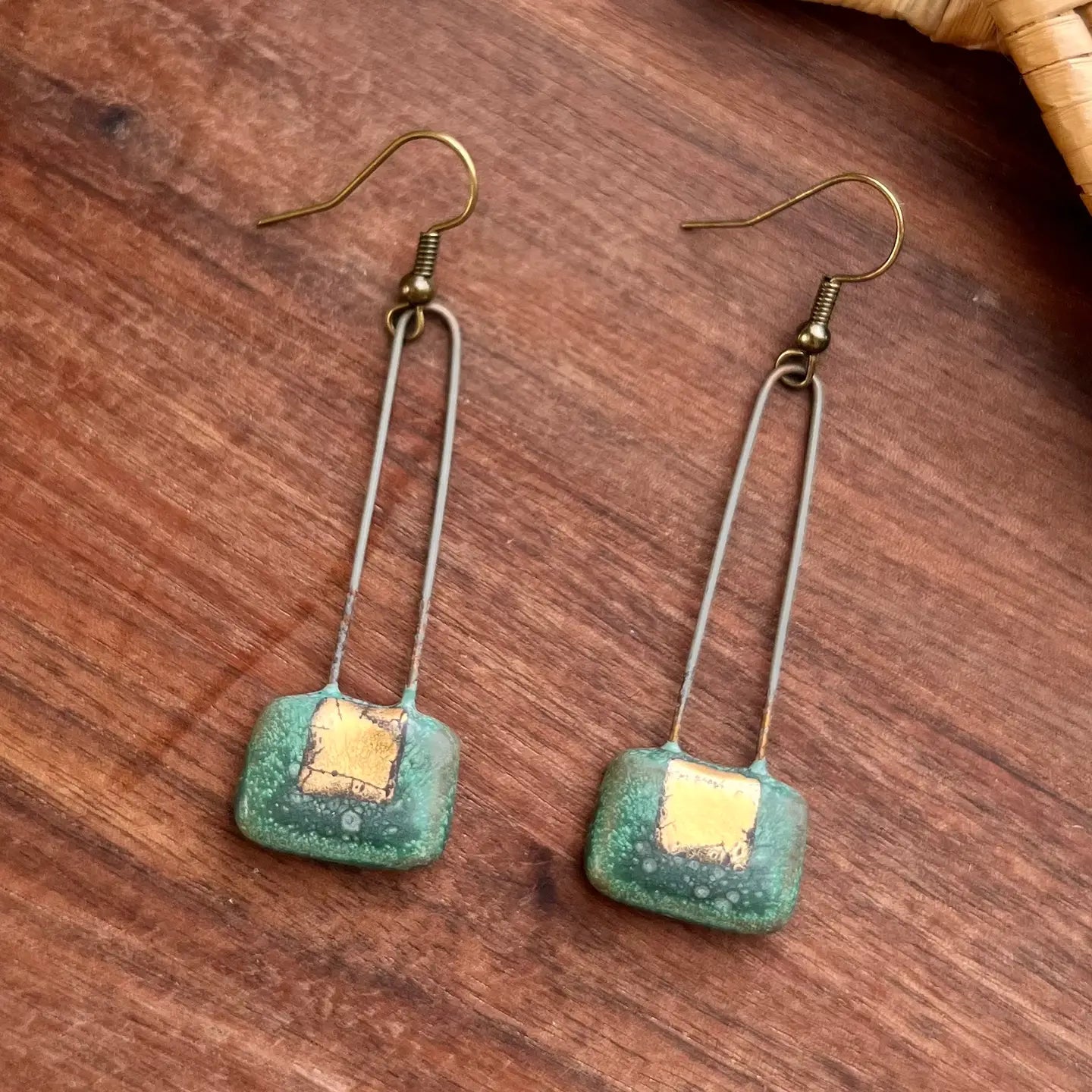 The Artifact House Earrings: Patina Green Cracked Clay
