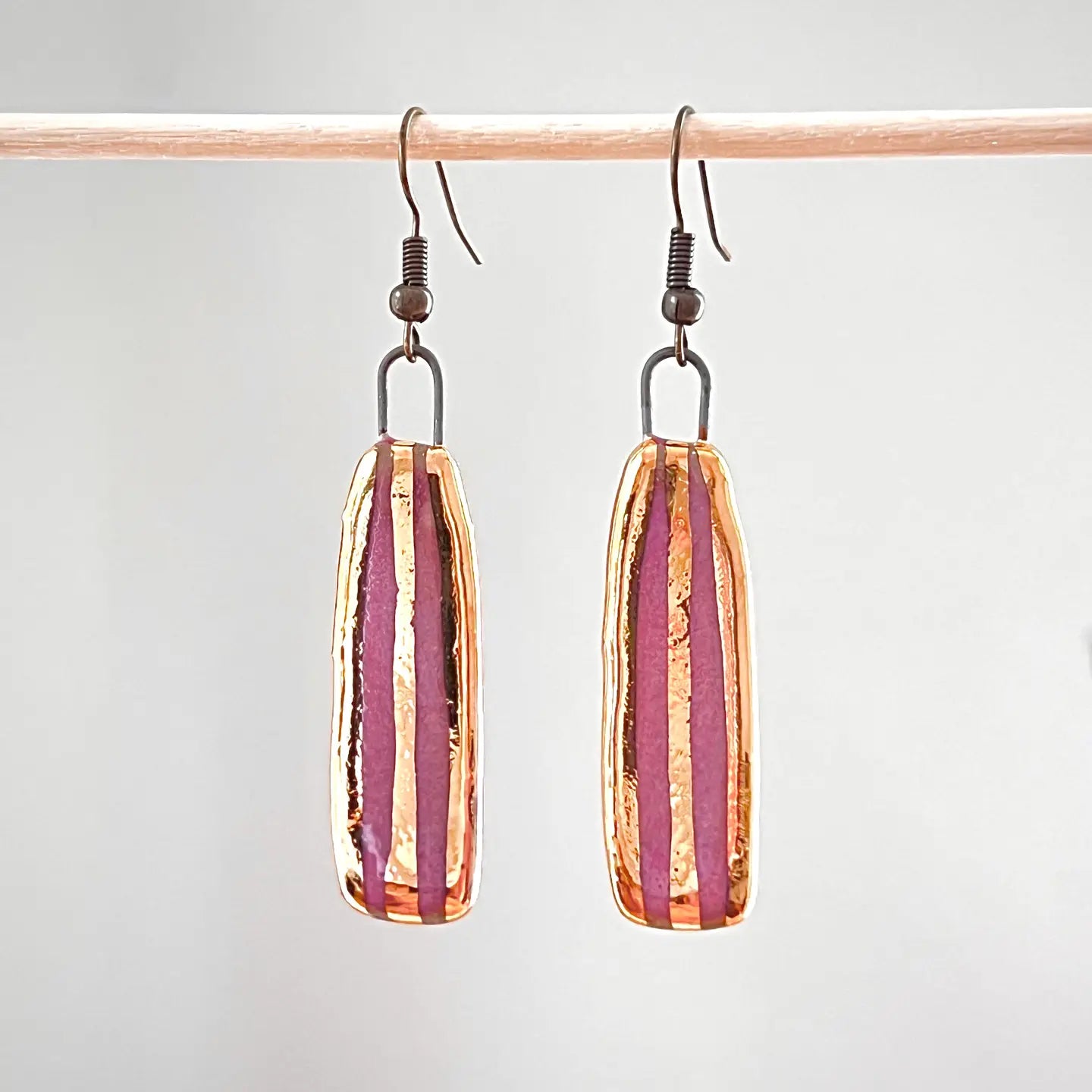 The Artifact House Earrings: Pink & Gold Striped