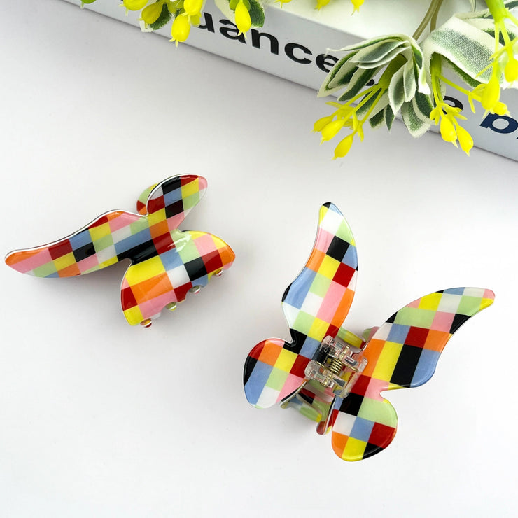 The Diva Soap Hair Claw: Colorful Checkerboard Butterfly-ESSE Purse Museum & Store