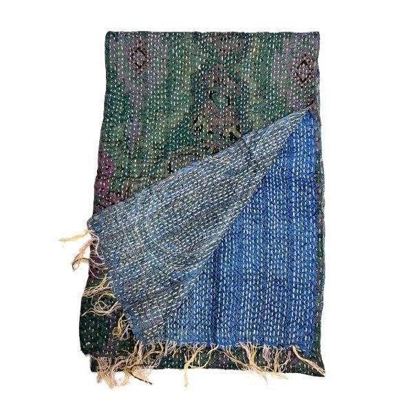 The Red Sari Scarf: Narrow Width Silk Kantha-ESSE Purse Museum & Store