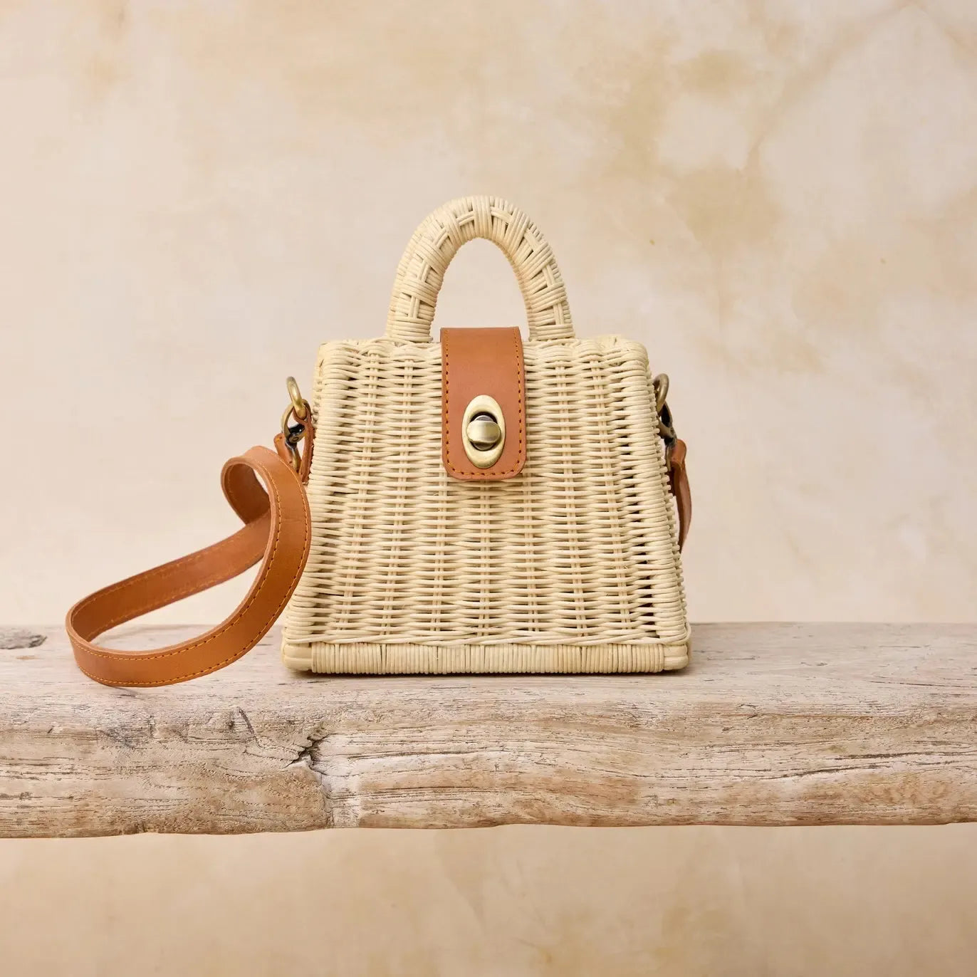 The Winding Road Bag: Ivory Rattan Petite