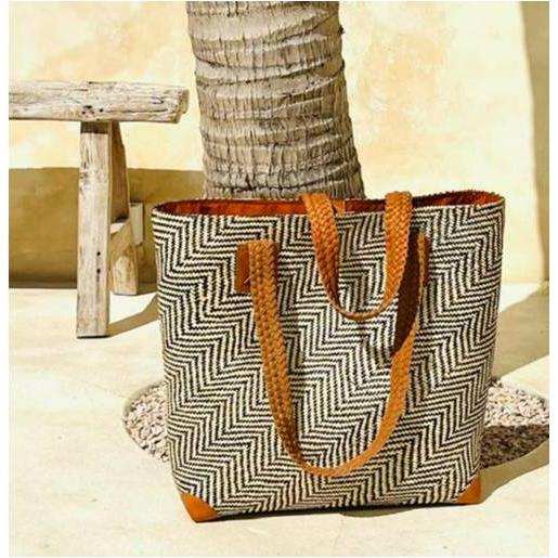 The Winding Road Bag: Oversized Rattan Tote w/ Leather Trim