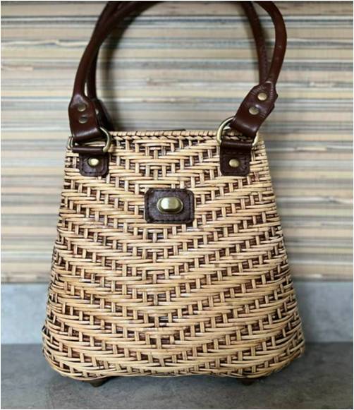 The Winding Road Bag: Rattan w/ Leather Elbow Strap-ESSE Purse Museum & Store