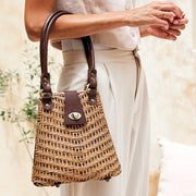 The Winding Road Bag: Rattan w/ Leather Elbow Strap-ESSE Purse Museum & Store