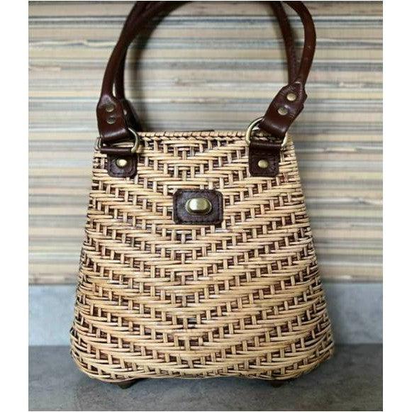 The Winding Road Bag: Rattan with Leather Strap