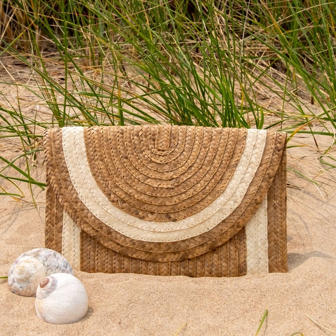 The Winding Road: Straw Clutch w/ Ivory Trim-ESSE Purse Museum & Store