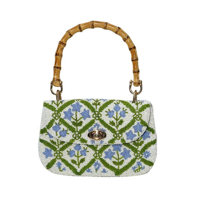 Tiana Bag: Blue Flowers with Greenery-ESSE Purse Museum & Store