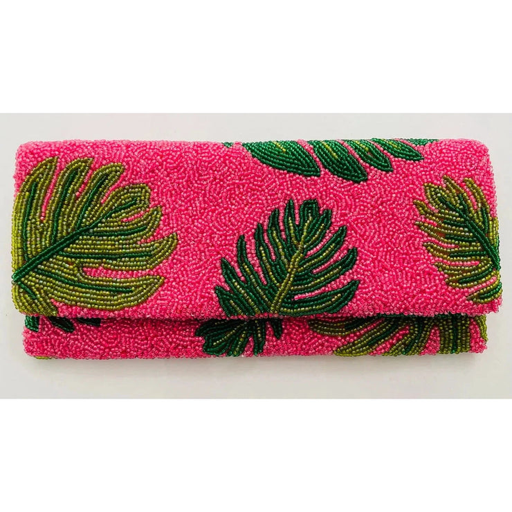 Tiana Bag: Pink Palms Envelope Clutch-ESSE Purse Museum & Store