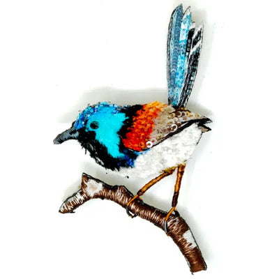 Trovelore Brooch: Purple-backed Fairy Wren-ESSE Purse Museum & Store