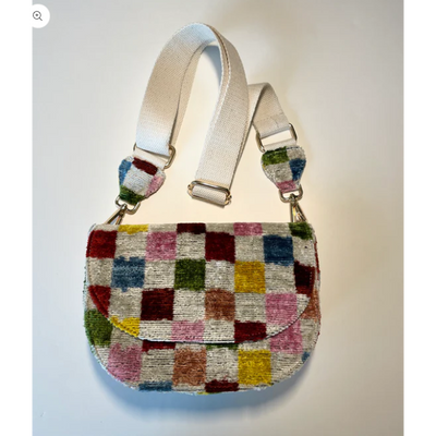 Wolf and Willa Bag: Rainbow Checkers Saddle Bag-ESSE Purse Museum & Store