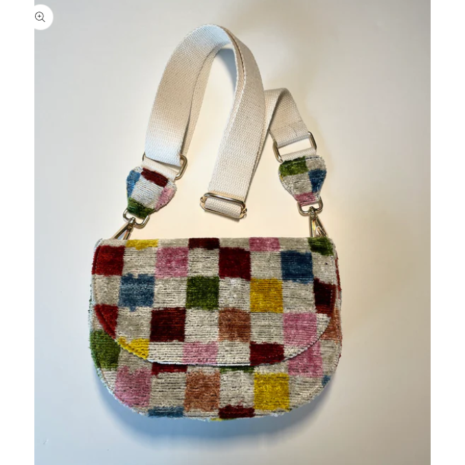 Wolf and Willa Bag: Rainbow Checkers Saddle Bag-ESSE Purse Museum & Store