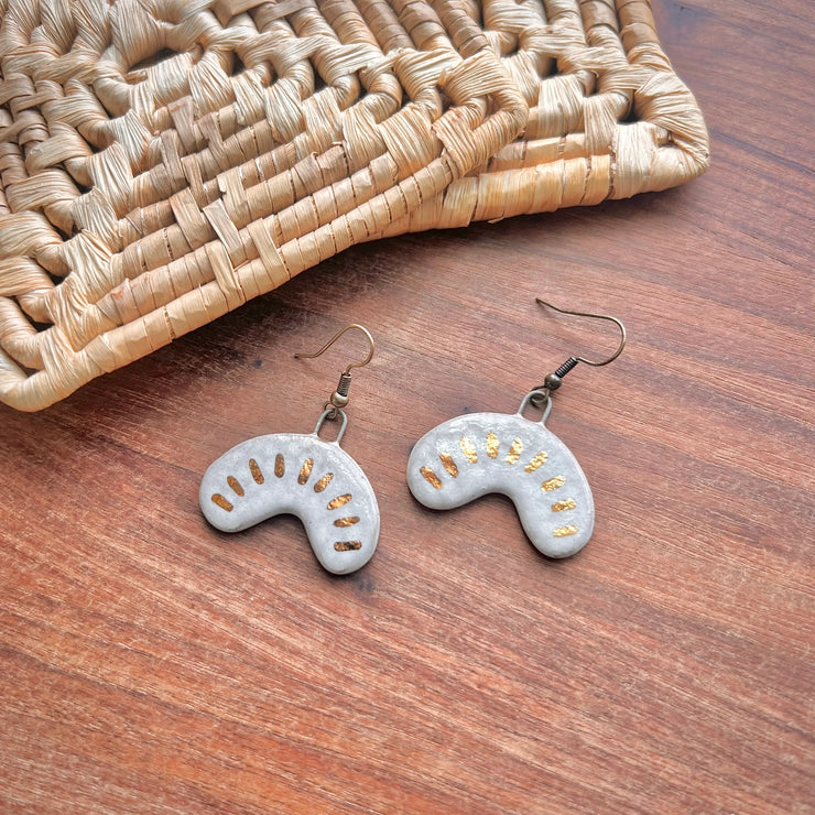The Artifact House Earrings: White Golden Arch-ESSE Purse Museum & Store