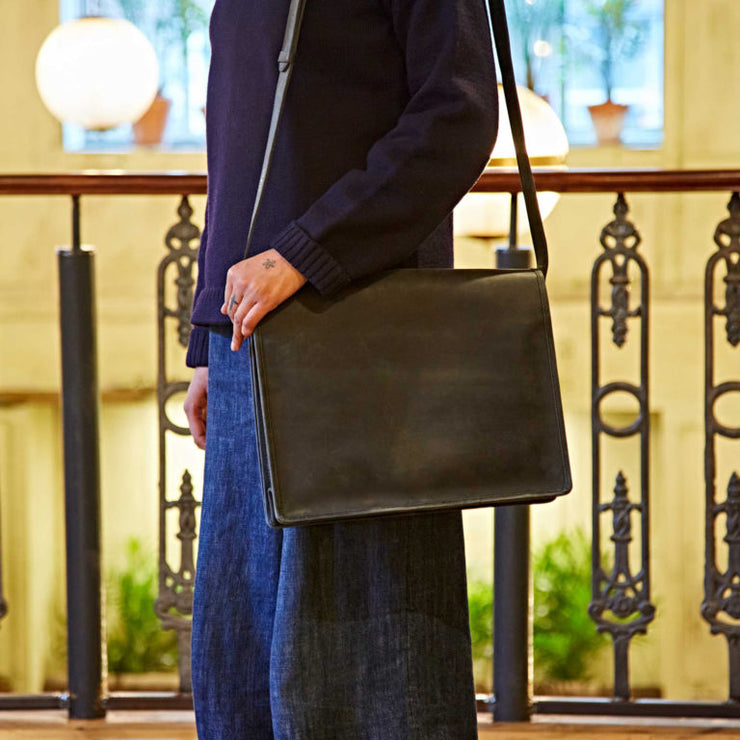Paper High Pouch: Large Buffalo Leather Messenger