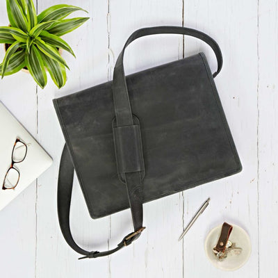 Paper High Pouch: Large Buffalo Leather Messenger