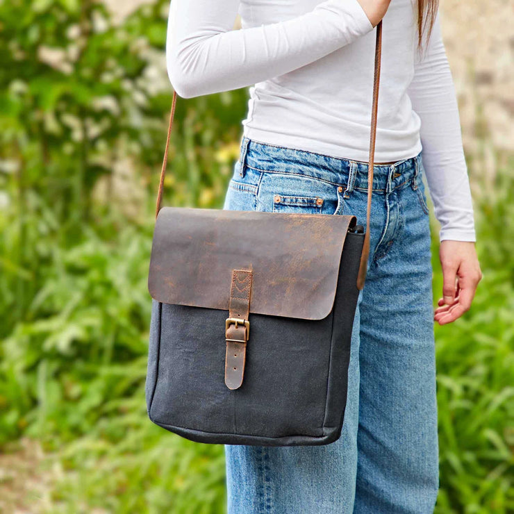 Paper High Bag: Canvas and Buffalo Leather Sling Bag
