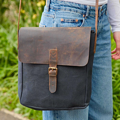 Paper High Bag: Canvas and Buffalo Leather Sling Bag
