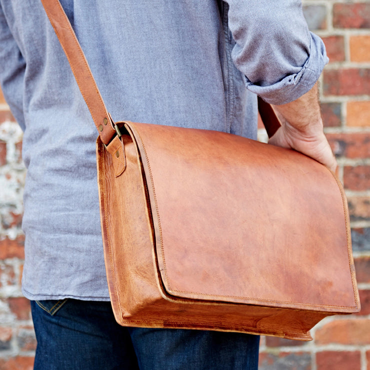 Paper High Pouch: Large Leather Messenger