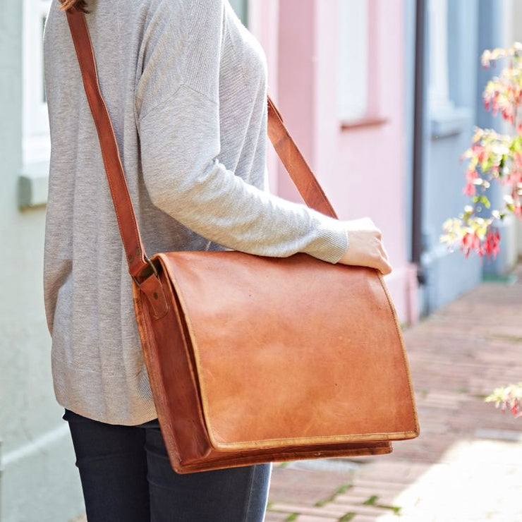 Paper High Pouch: Large Leather Messenger