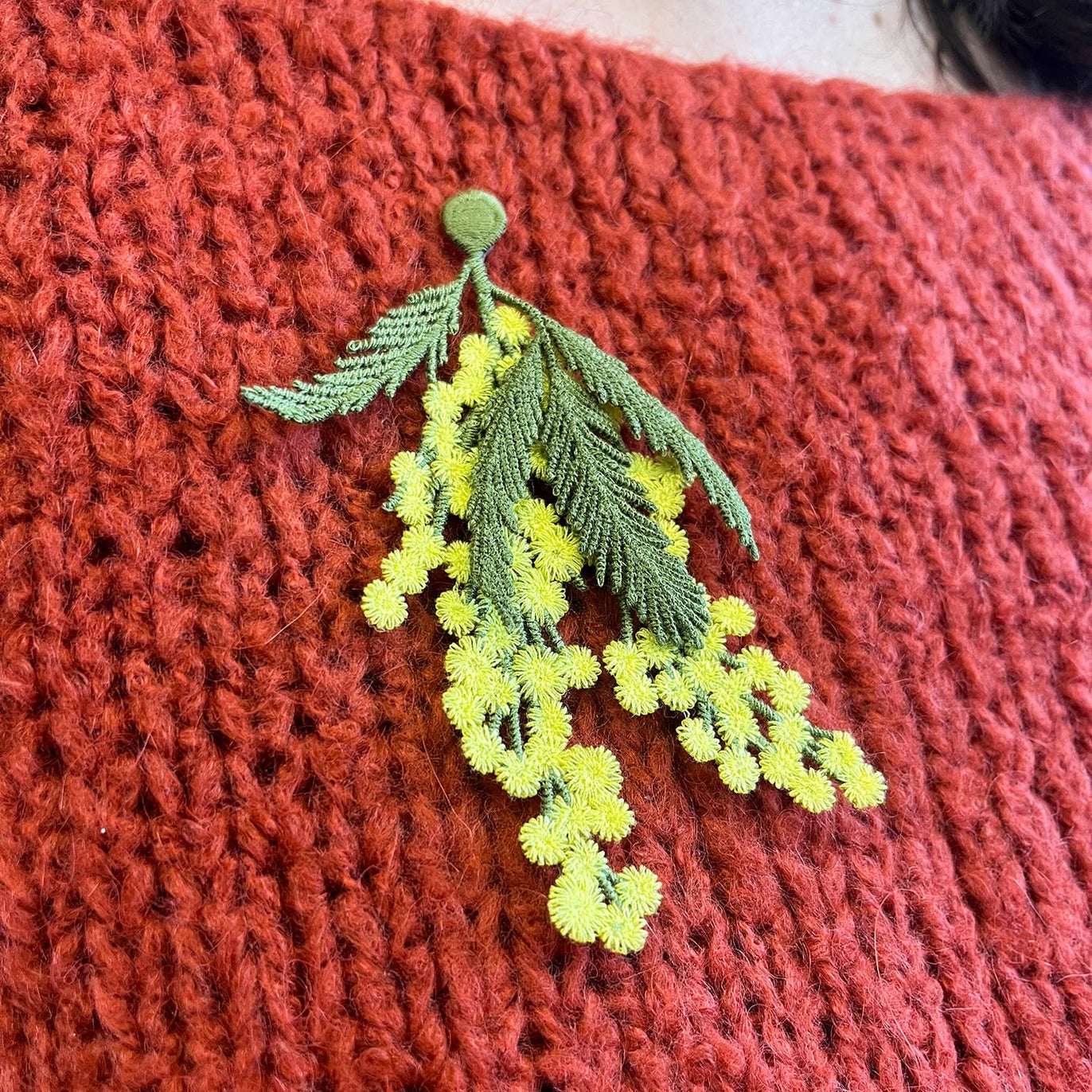 Botanopia USA Embroidered Brooch: Mimosa Flowers