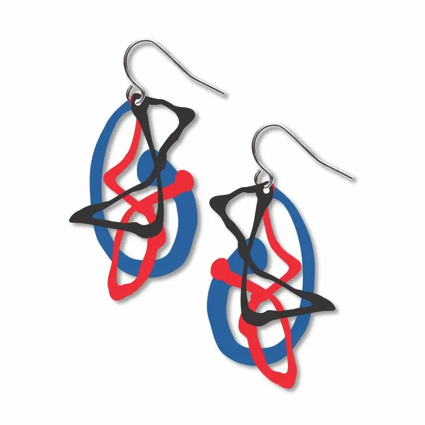 David Howell & Company Earrings: Pollock's Ghosts, Red/Blue/Black