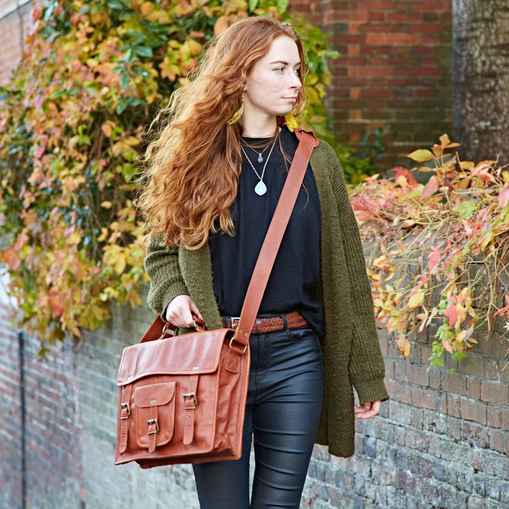 Paper High Bag: Leather Vintage Style Satchel