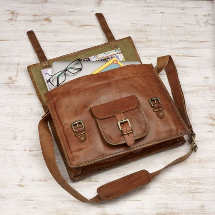 Paper High Bag: Leather Vintage Style Satchel