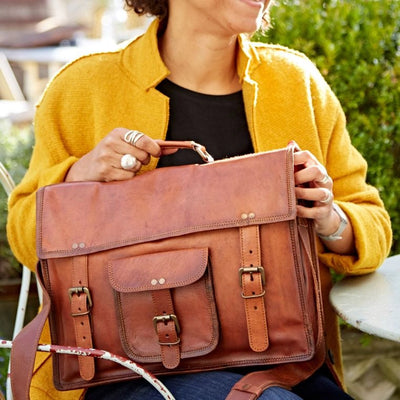 Paper High Bag: Leather Vintage Style Satchel