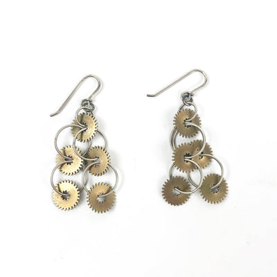 Connie Verrusio Earrings: Gear Triangle Dangles-ESSE Purse Museum & Store