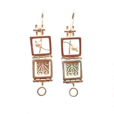 Donna D'Aquino Dangles: Double Squares with Pearls-ESSE Purse Museum & Store