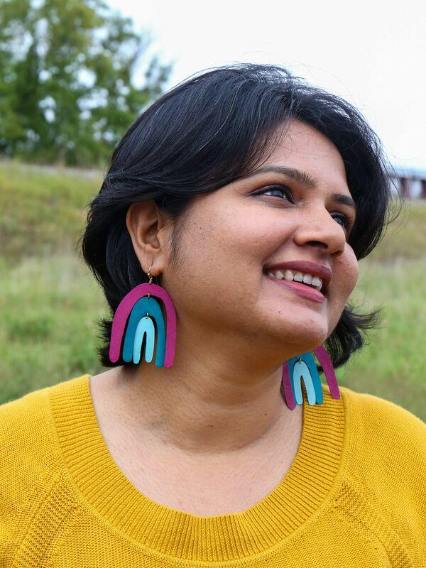 Fair Anita Earrings: Painted Rainbow-ESSE Purse Museum & Store