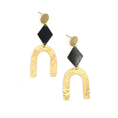 Fair Anita Earrings: Slate and Gold Arch-ESSE Purse Museum & Store
