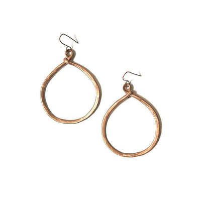 Fair Anita Earrings: Terracotta Hammered Copper Loop-ESSE Purse Museum & Store