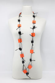 Jianhui London Necklace: Duo Squares on Leatherette Chain-ESSE Purse Museum & Store