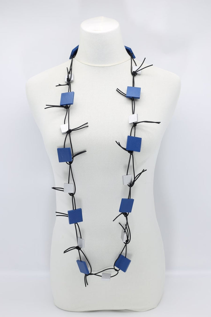 Jianhui London Necklace: Duo Squares on Leatherette Chain-ESSE Purse Museum & Store