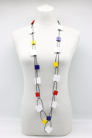 Jianhui London Necklace: Mondrian Cotton Cord Chain w/Squares-ESSE Purse Museum & Store