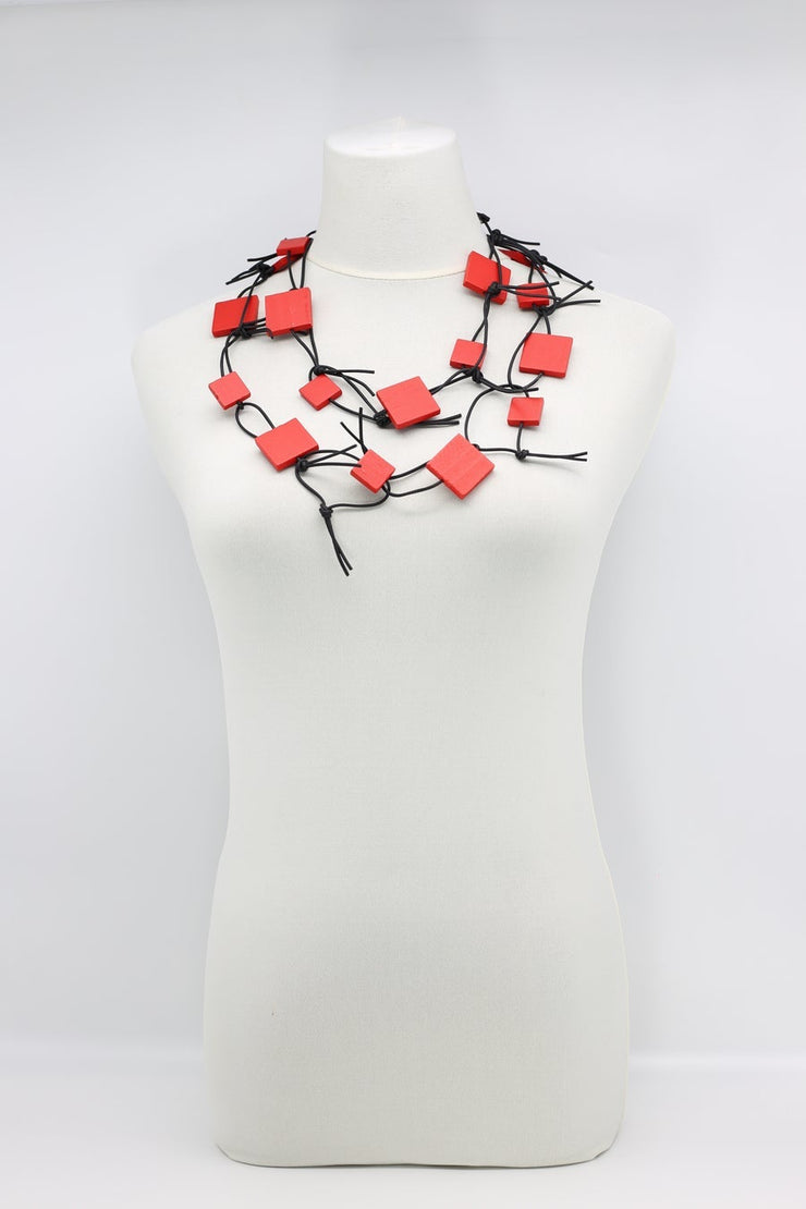 Jianhui London Necklace: Squares on Leatherette Chain-ESSE Purse Museum & Store