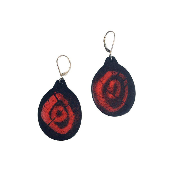 Julie Shaw Circle Earrings: Black/Red-ESSE Purse Museum & Store