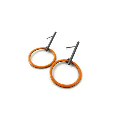 KimyaJoyas Earrings: Orange Enamel Circle-ESSE Purse Museum & Store