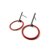 KimyaJoyas Earrings: Red Enamel Circle-ESSE Purse Museum & Store