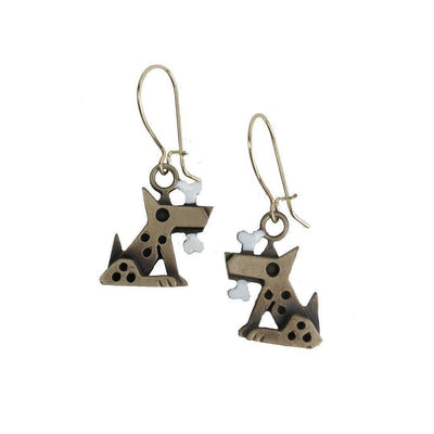 Lil' Scratch Fido Earrings: Bronze-ESSE Purse Museum & Store