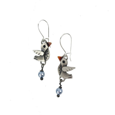 Lil' Scratch Lovebirds Earrings: Silver-ESSE Purse Museum & Store