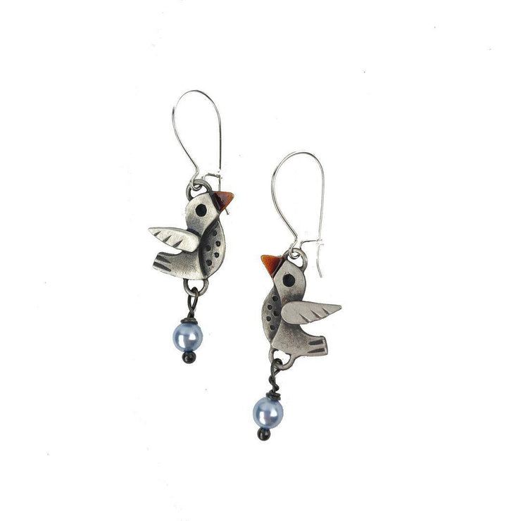 Lil' Scratch Lovebirds Earrings: Silver-ESSE Purse Museum & Store