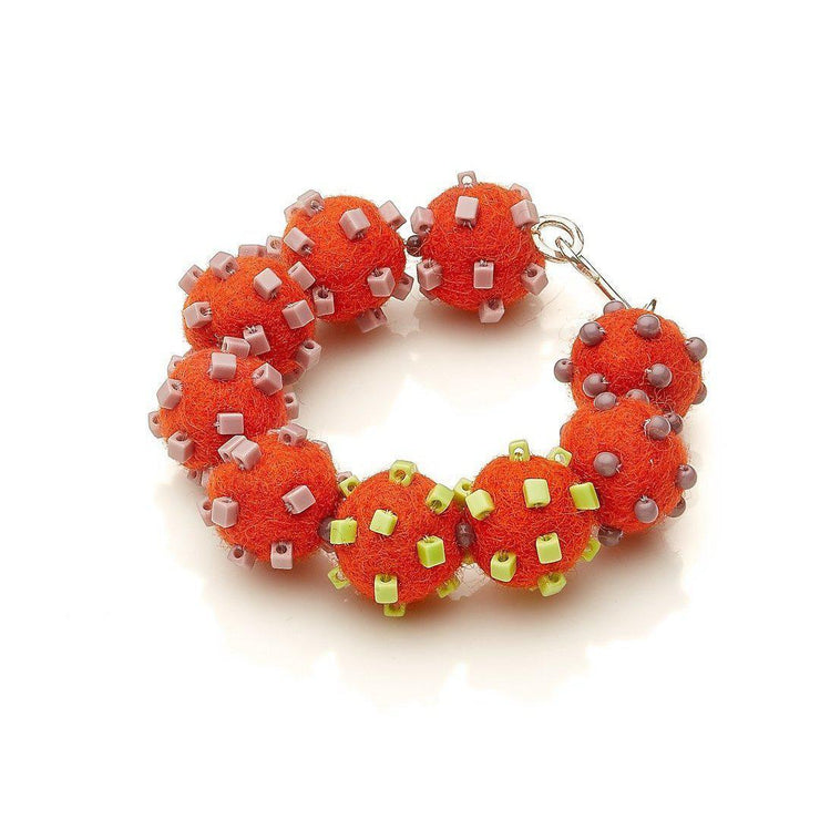 Linda May Fun Felt Bracelet: Tomato W/ Greens-ESSE Purse Museum & Store
