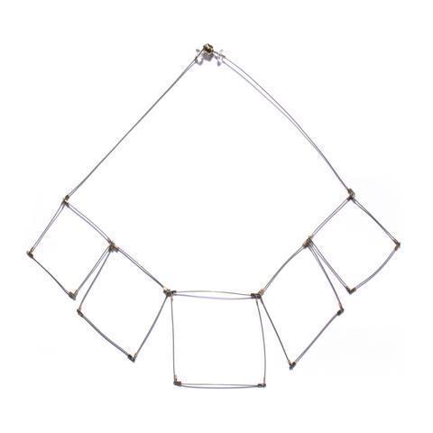 Meghan Patrice Riley Necklace: Square, Bronze & Gold-ESSE Purse Museum & Store