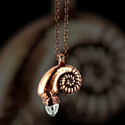 MergingMetals Necklace: Herkimer Diamond Nautilus-ESSE Purse Museum & Store