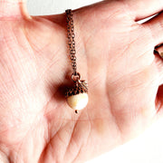 MergingMetals Necklace: Natural White Opal Acorn-ESSE Purse Museum & Store